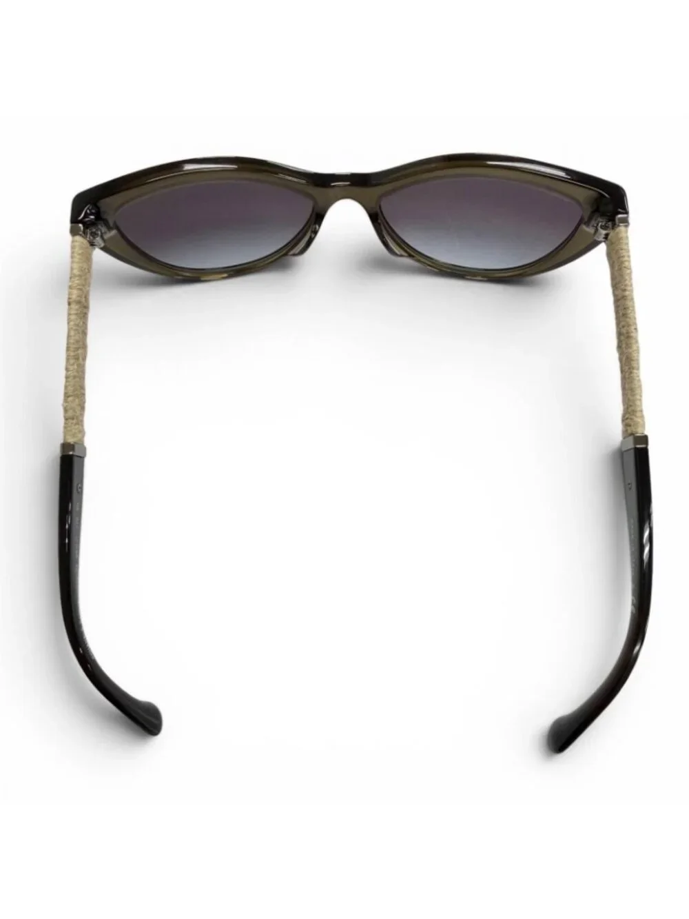 Chanel CC Logo Linen Rope Cat Eye Gradient Lens Sunglasses Khaki Eyewear